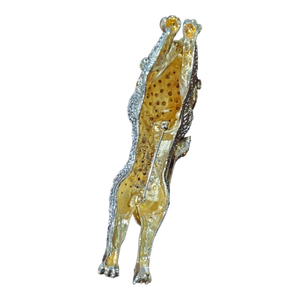 Vintage large lion Brooch Green Rhinestone Eyes - Picture 3 of 6